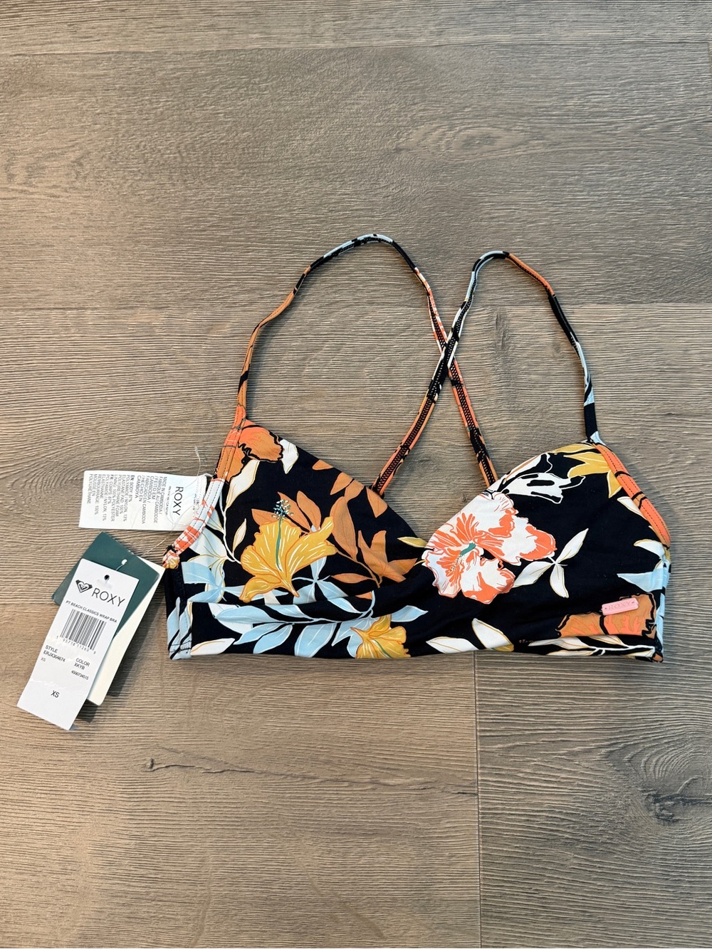 Roxy Beach Classics Wrap Bra Bikini Top Floral